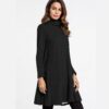 Black Women's High Neck Dress With Long Sleeve - Image 2