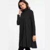 Black Women's High Neck Dress With Long Sleeve - Image 3