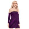 Purple Print Women's Off-shoulder Back Lace-up Dress - Image 2