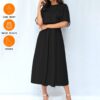 Black Women's Elastic Waist Dress - Image 6