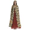 Leopard Print Unisex Hooded Cloak Drawstring Closure Drooping Hem - Image 2