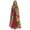 Colourful Leopard Unisex Hooded Cloak with Drawstring Closure & Black Hat Lining - Image 2