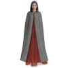 Grey Pattern Unisex Hooded Cloak with Drawstring Closure & Black Hat Lining - Image 2